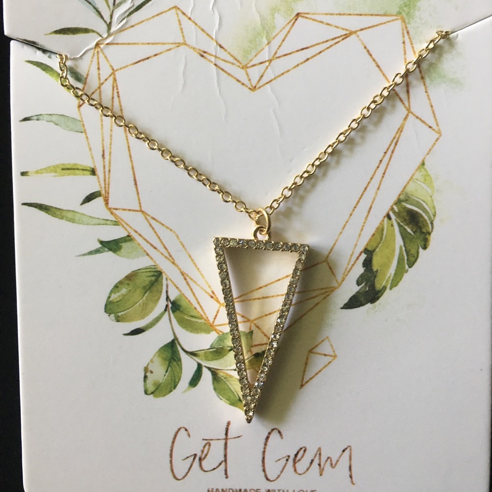 NWT Get Gem gold-plated necklace with CZ pendant